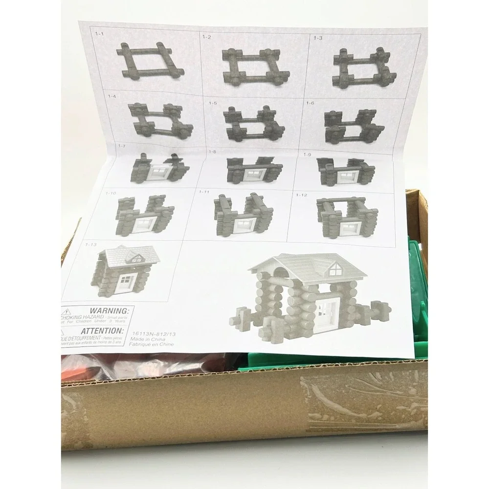 Nicole 70 Piece‎ Cabin Building Set Real Wood Logs Roof Door Construction Toy 3+